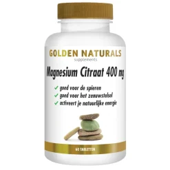 Golden Naturals Magnesium Citraat 400mg Vegan 60 tabletten