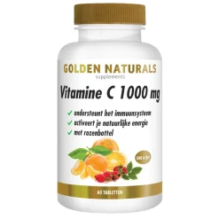 Golden Naturals Vitamine C 1000mg Rozenbottel Vegan 60 tabletten