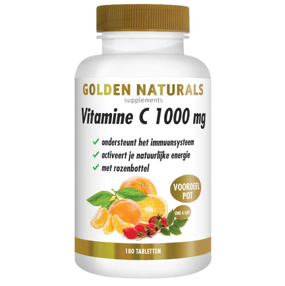 Golden Naturals Vitamine C 1000mg Rozenbottel Vegan 180 tabletten