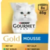 Gourmet Gold Mousse Kip - Zalm - Niertjes - Konijn 8 x 85 gr