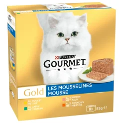 Gourmet Gold Mousse Kip - Zalm - Niertjes - Konijn 8 x 85 gr