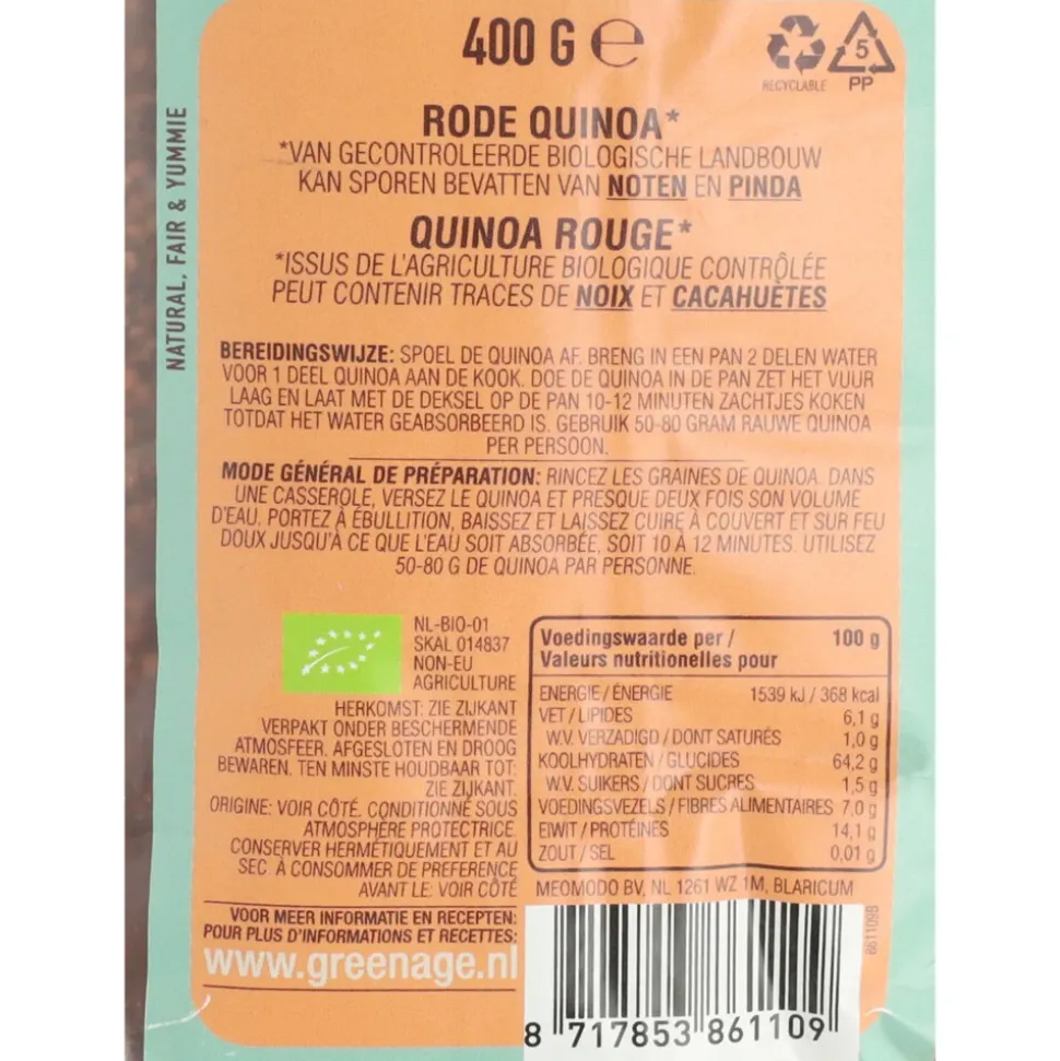 GreenAge Quinoa Rood Bio 400 gr