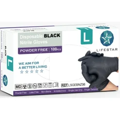 Handschoenen Nitril Poedervrij Zwart L 100 stuks