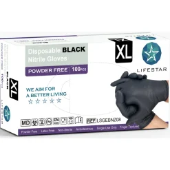 Handschoenen Nitril Poedervrij Zwart XL 100 stuks