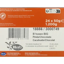 Hero B'tween BIG Mueslireep Pinda & Chocolade 24 x 50 gr