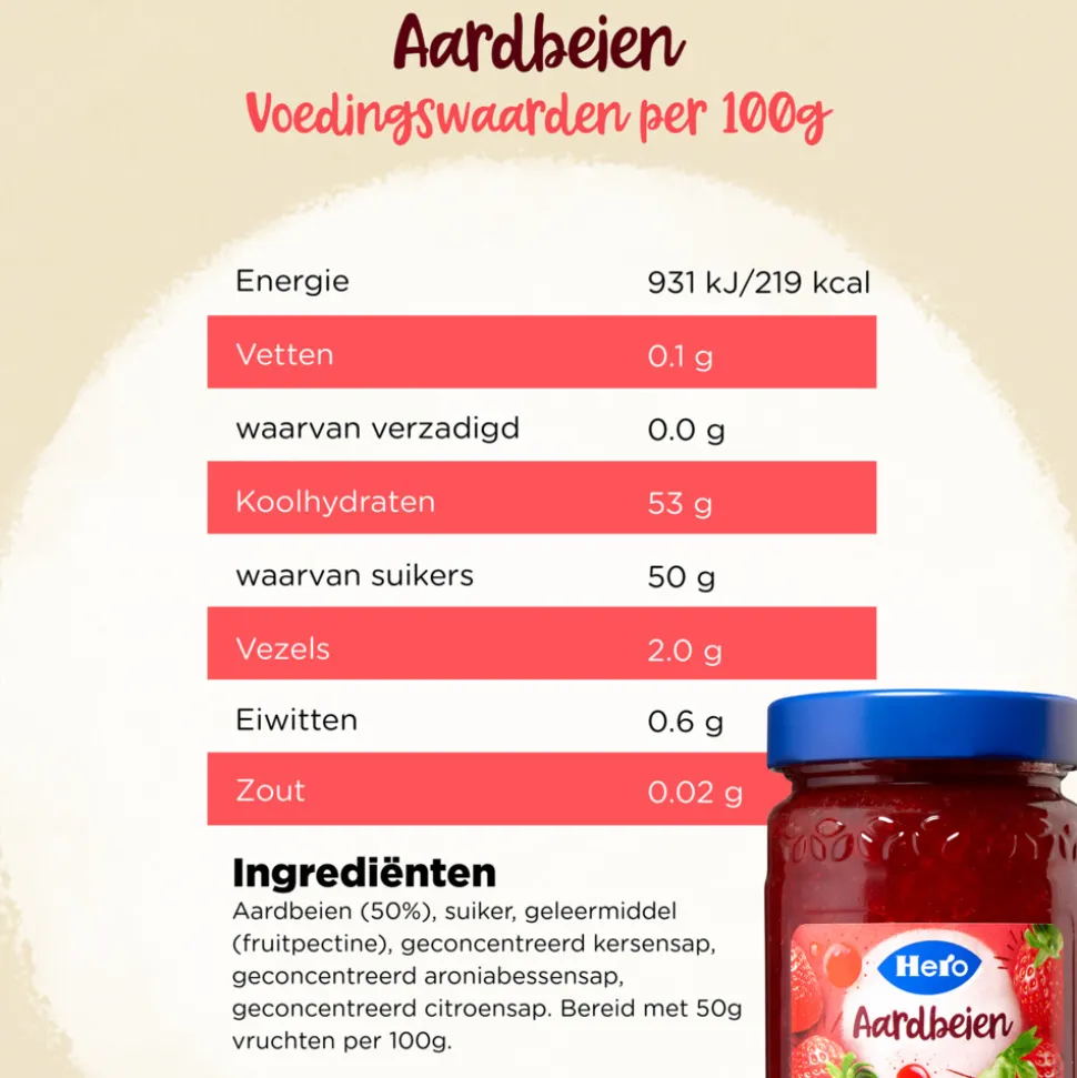 Hero Fruitspread Aardbeien 350 gr