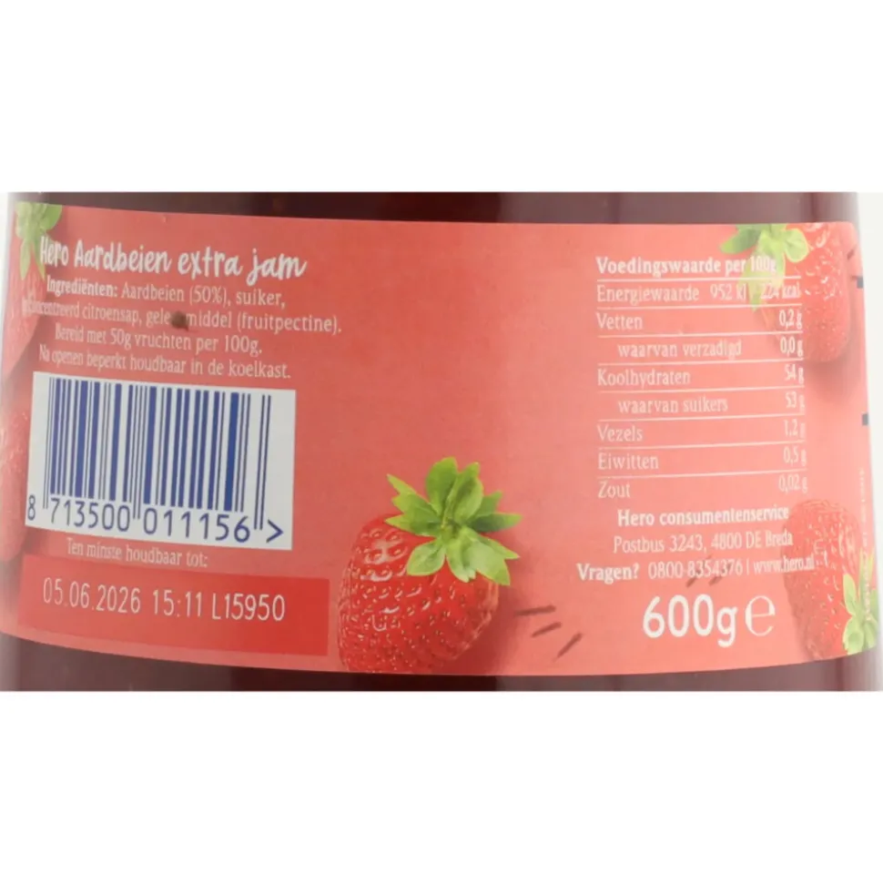Hero Jam Aardbeien 600 gr
