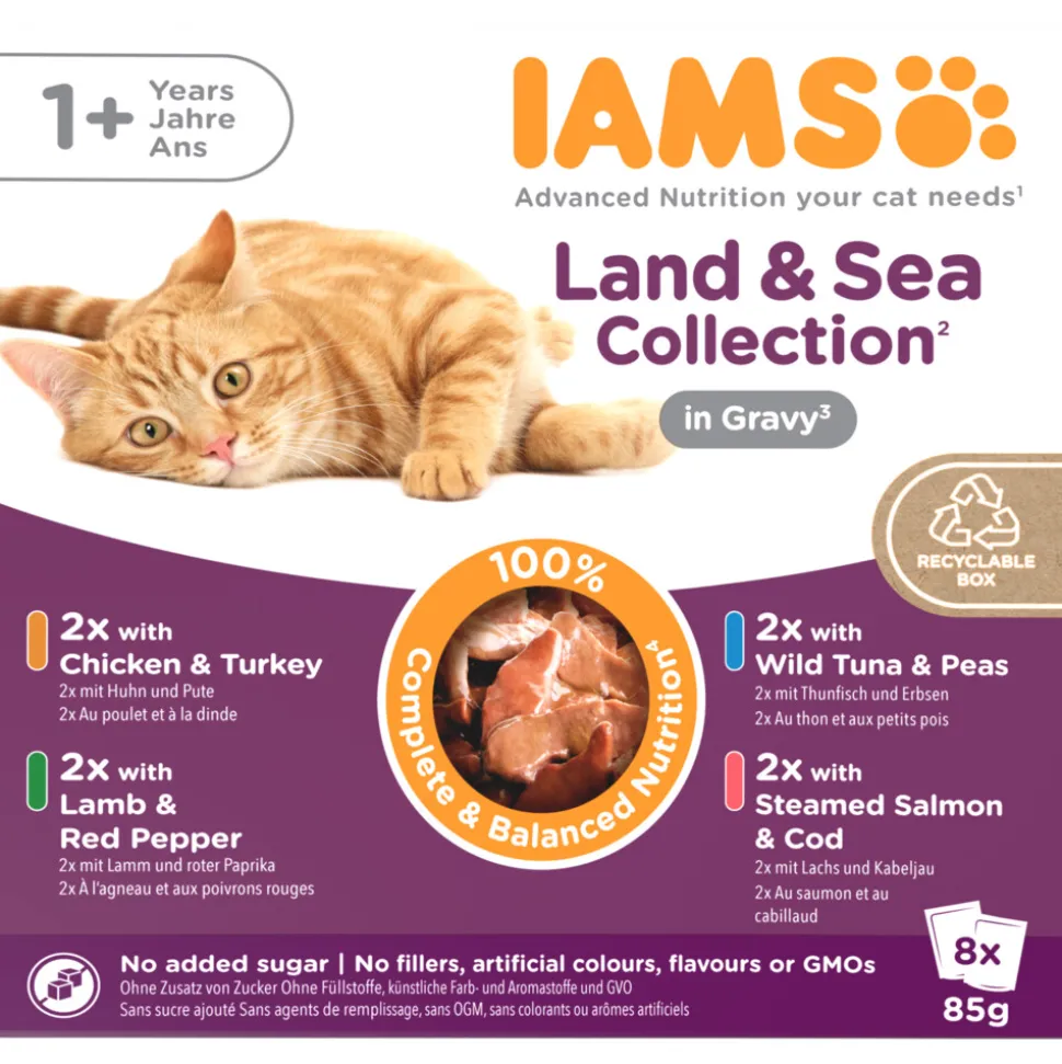 IAMS Delights Adult Land & Sea Gravy Multipack 8 x 85 gr