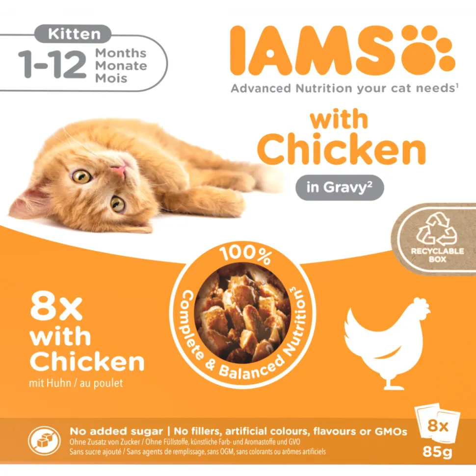 IAMS Delights Kitten Gravy Multipack Kip 8 x 85 gr