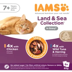IAMS Delights Senior Land & Sea Gravy Multipack 8 x 85 gr