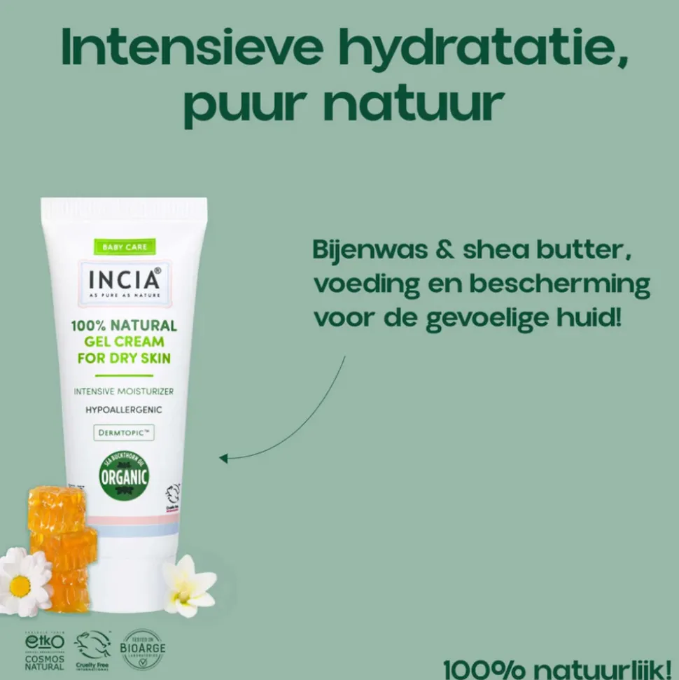 INCIA 100% Natuurlijke Gelcrème Droge Huid 60 ml