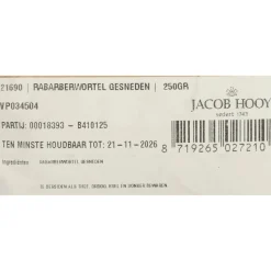 Jacob Hooy Rabarber Wortel Gesneden 250 gr