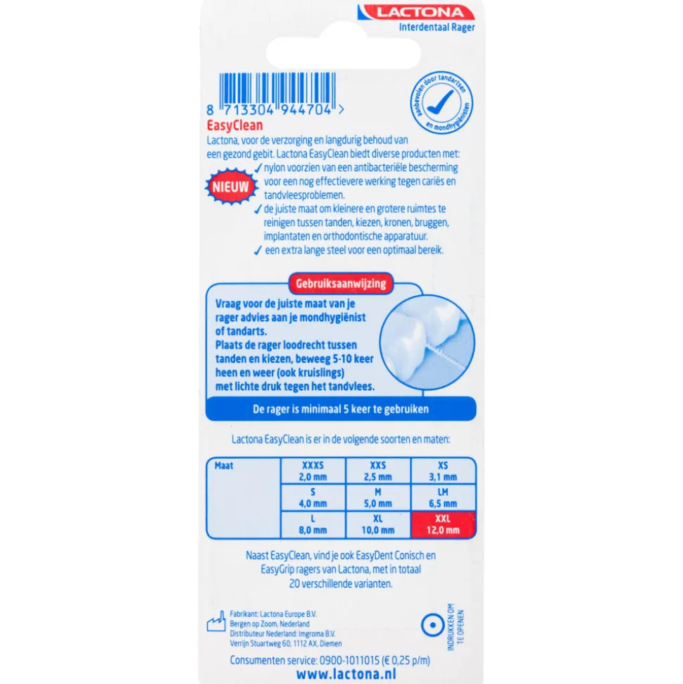 Lactona Ragers Easyclean XXL Rood Cilindrisch 12.0 mm 8 stuks