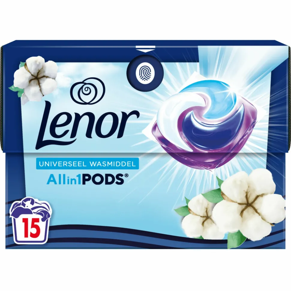 Lenor Wasmiddel All-in-1 Pods Katoen Fris 15 stuks