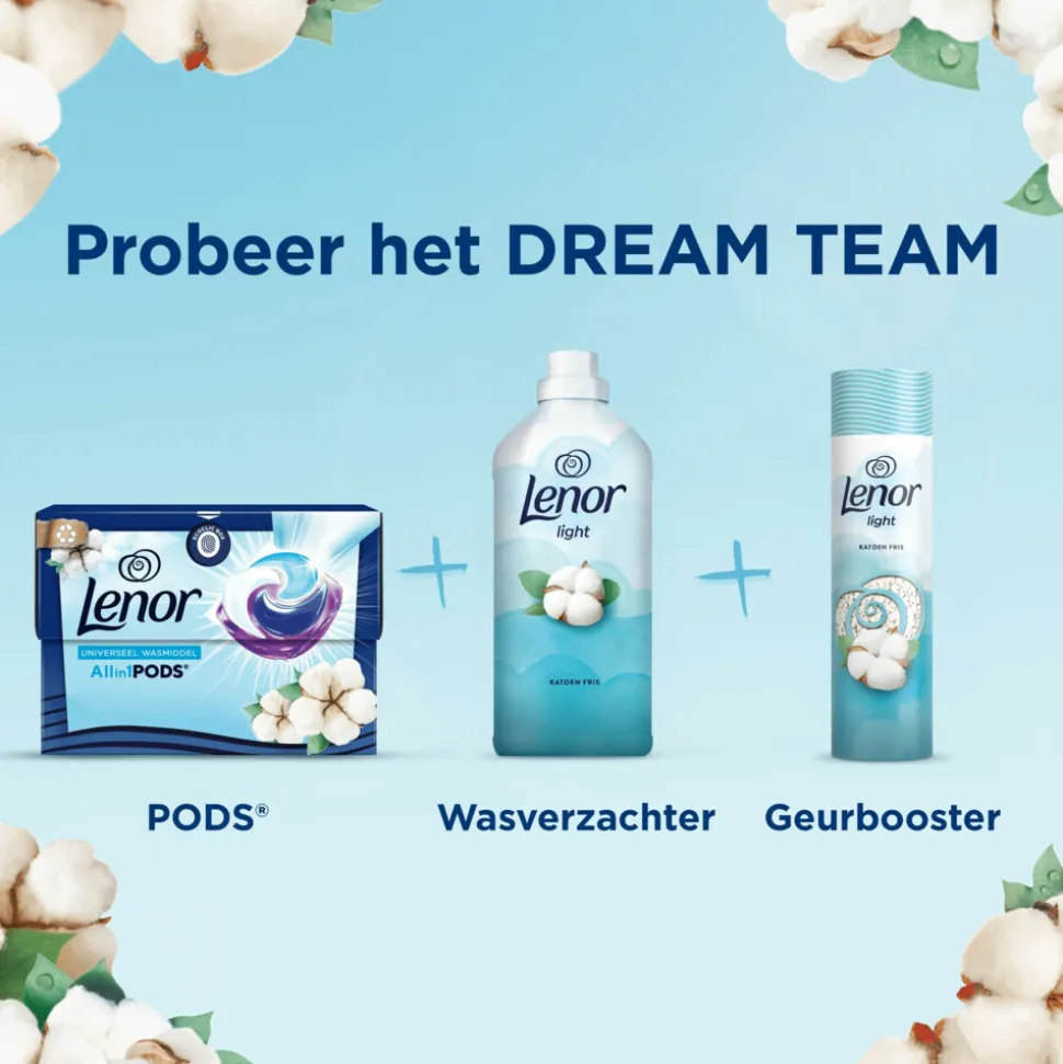 Lenor Wasmiddel All-in-1 Pods Katoen Fris 15 stuks