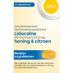 Linn Amylmetacresol Lidocaïne Honing & Citroen 24 tabletten