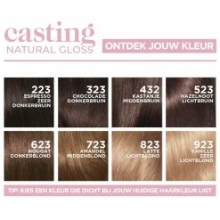 L'Oréal Casting Natural Gloss Semi-Permanente Haarkleuring 423 Kastanje Middenbruin
