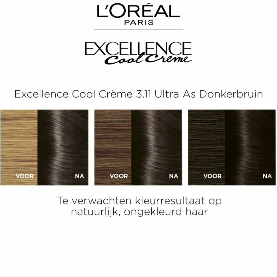 L'Oréal Excellence Cool Crème Permanente Crèmekleuring 3.11 - Ultra As Donkerbruin