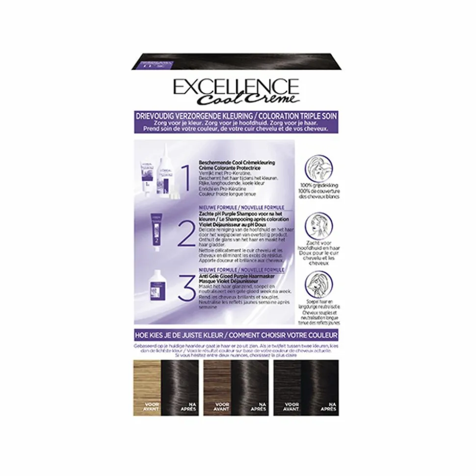 L'Oréal Excellence Cool Crème Permanente Crèmekleuring 3.11 - Ultra As Donkerbruin