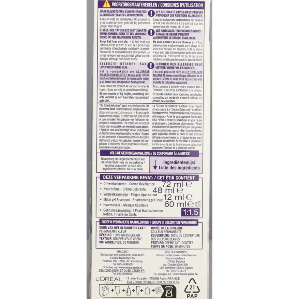 L'Oréal Excellence Cool Crème Permanente Crèmekleuring 3.11 - Ultra As Donkerbruin