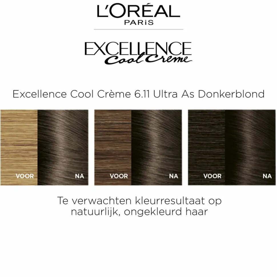 L'Oréal Excellence Cool Crème Permanente Crèmekleuring 6.11 - Ultra As Donkerblond