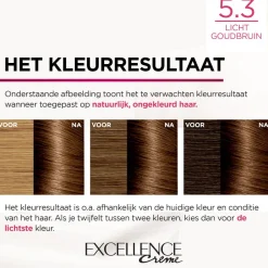 L'Oréal Excellence Crème Permanente Crèmekleuring 5.3 Licht Goudbruin