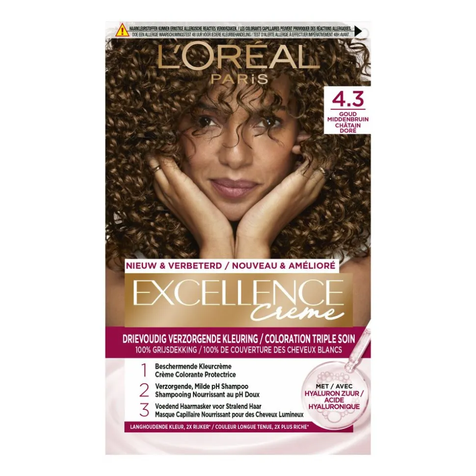 L'Oréal Excellence Crème Permanente Crèmekleuring 4.3 Midden Goudbruin
