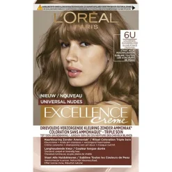 L'Oréal Excellence Crème Universal Nudes Permanente Haarkleuring 6U Universeel Donkerblond