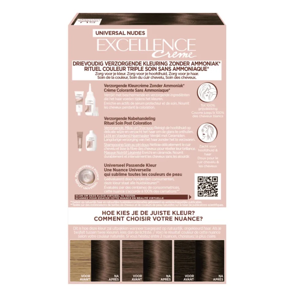 L'Oréal Excellence Crème Universal Nudes Permanente Haarkleuring 5U Universeel Lichtbruin