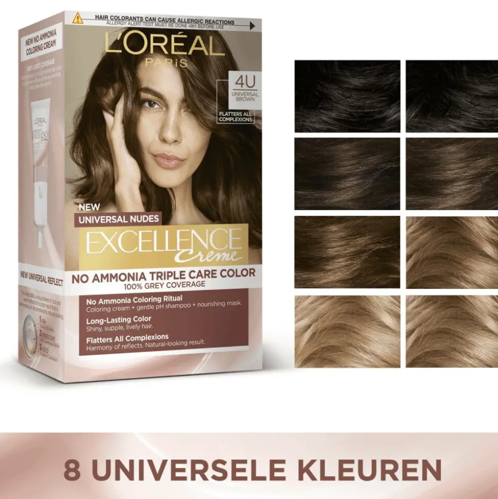 L'Oréal Excellence Crème Universal Nudes Permanente Haarkleuring 8U Universeel Lichtblond