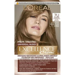 L'Oréal Excellence Crème Universal Nudes Permanente Haarkleuring 7U Universeel Middenblond