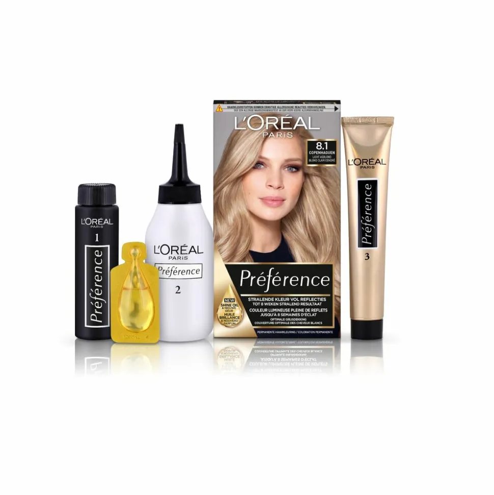 L'Oréal Préférence Cool Blondes Permanente Haarkleuring 8.1 Licht Asblond