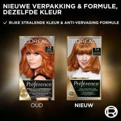 L'Oréal Préférence Permanente Haarkleuring 7.4 Mango Koper