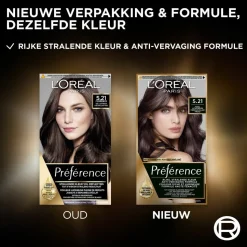 L'Oréal Préférence Permanente Haarkleuring 5.21 Koel Lichtbruin