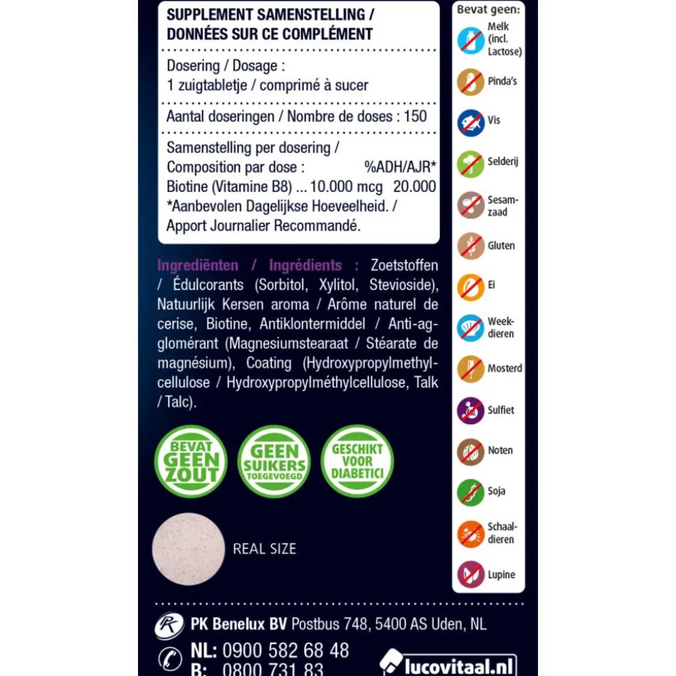 Lucovitaal Biotine 10.000 mcg Forte 150 zuigtabletten