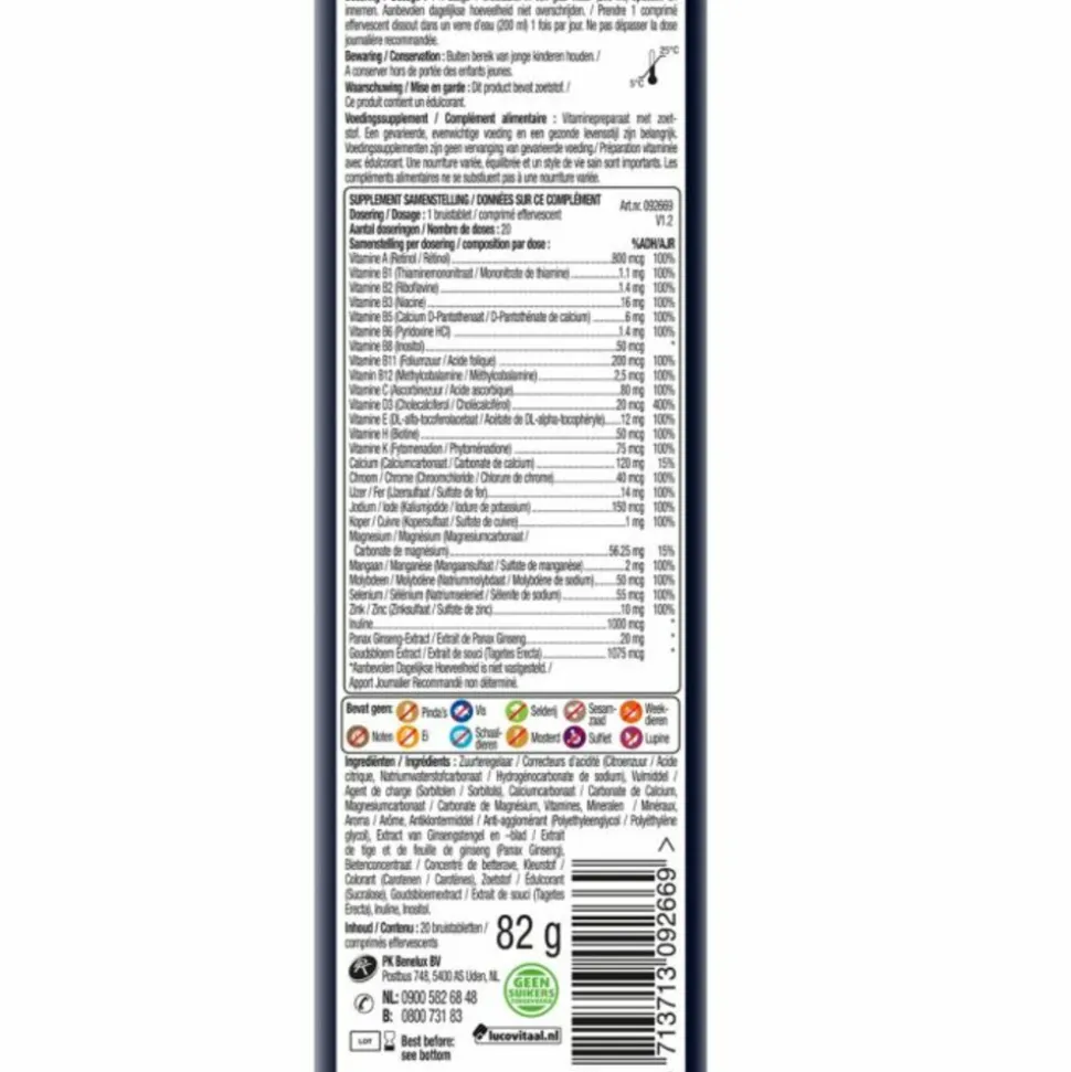 Lucovitaal Multi 65+ Bruistabletten Mangosmaak 20 bruistabletten