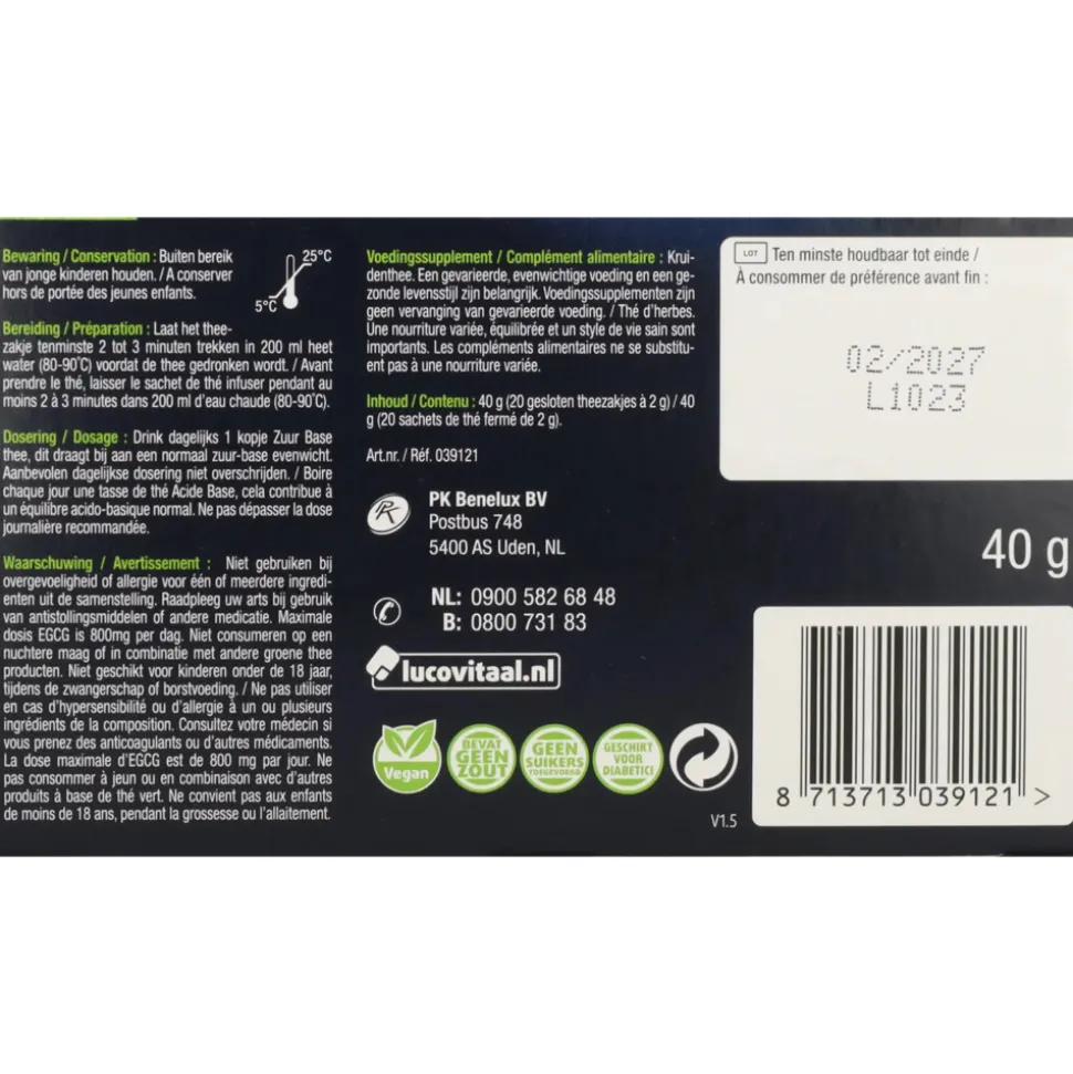Lucovitaal Thee Zuur Base 20 stuks