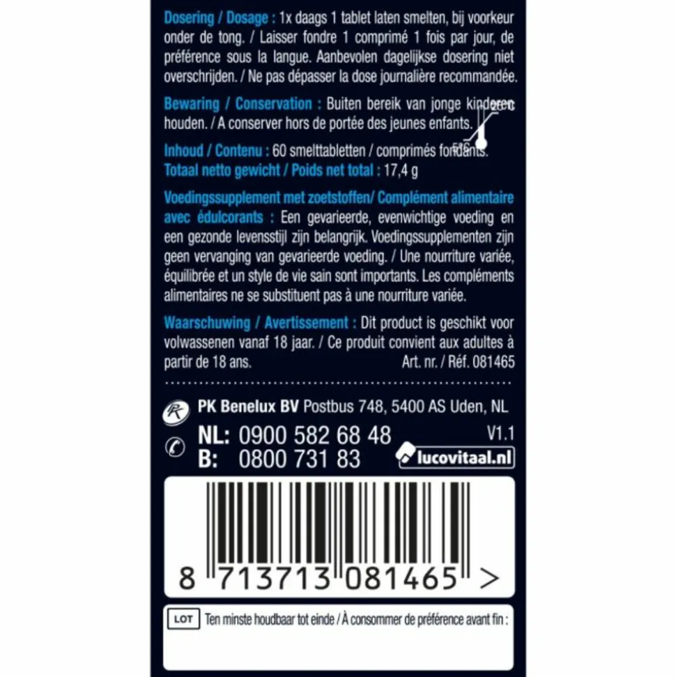 Lucovitaal Vitamine B12 & Foliumzuur 60 smelttabletten