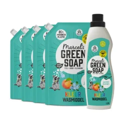 Marcel's Green Soap Wasmiddel Kleur Perzik & Jasmijn 23 Wasbeurten + 4 Navullingen Pakket