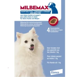 Milbemax Ontworming Kauwtabletten Hond 1 - 5 kg 4 tabletten