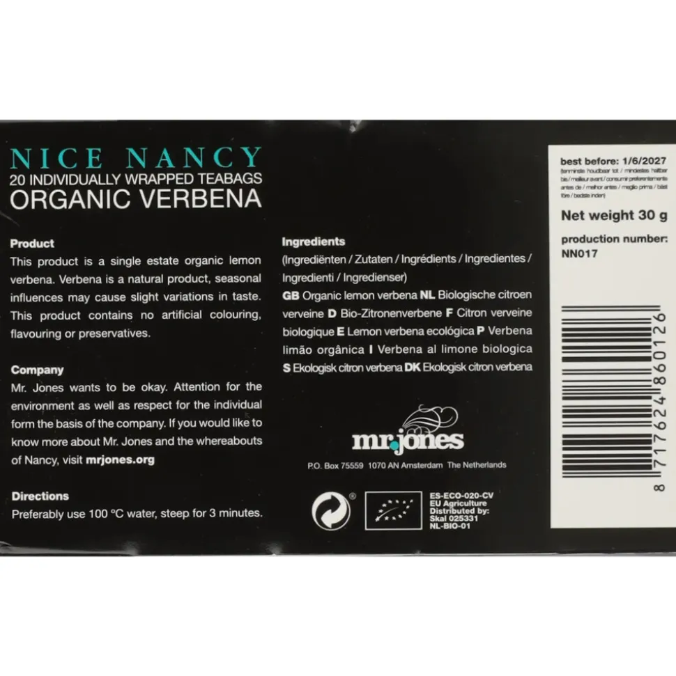 Mr Jones Biologische Thee Verveine 20 stuks