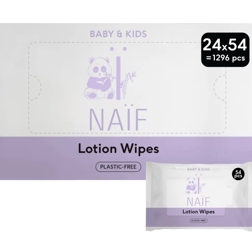 Naif Baby & Kids Lotion Billendoekjes Plasticvrij 24x54 = 1296 stuks