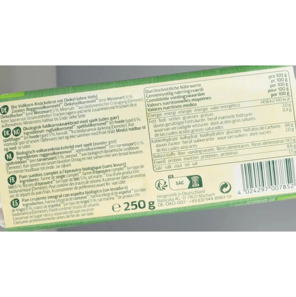 Naturata Knackebrod Spelt 250 gr