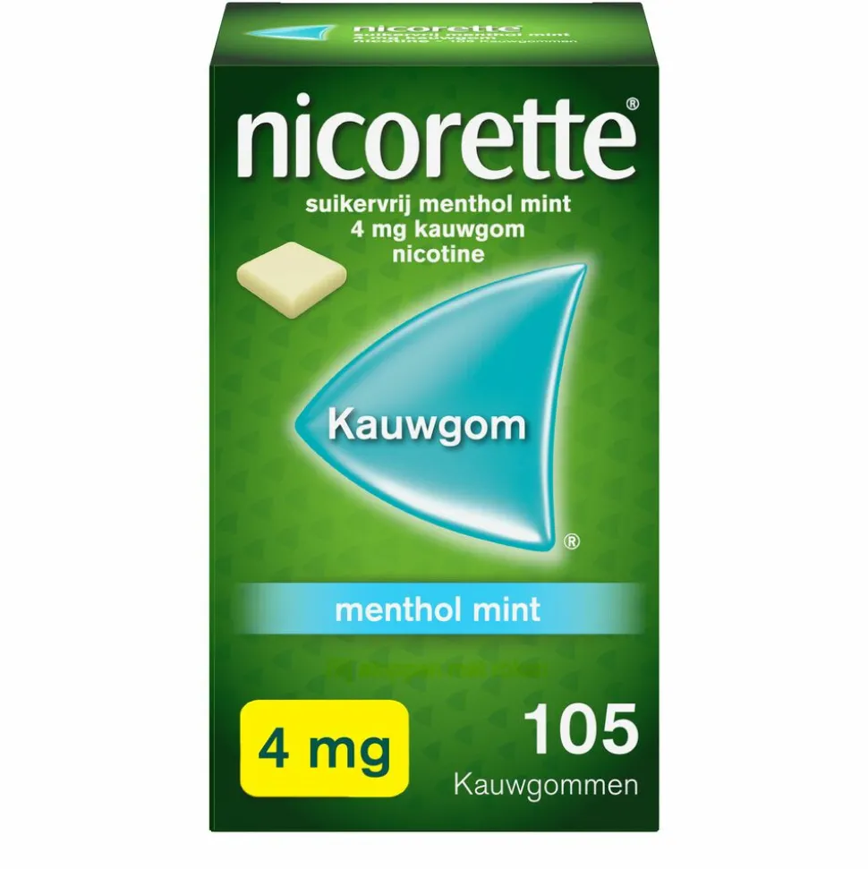 Nicorette Suikervrij Kauwgom Menthol Mint 4mg 105 stuks