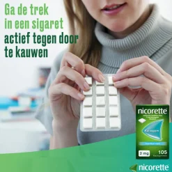 Nicorette Suikervrij Kauwgom Menthol Mint 4mg 30 stuks