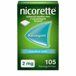 Nicorette Suikervrij Kauwgom Menthol Mint 2 mg 105 stuks