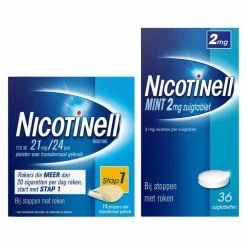 Nicotinell Combinatie therapie: Pleister 21 mg 14 st + Zuigtablet Mint 2 mg 36 st Pakket