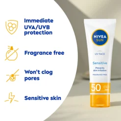 NIVEA Sun Sensitive Zonnecrème Gezicht SPF 50+ 50 ml