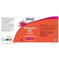 NOW Vitamine D3 1000 Ie 360 stuks