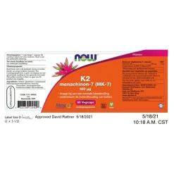 NOW Vitamine K2 Menachinon 7 100 Mcg 60 capsules